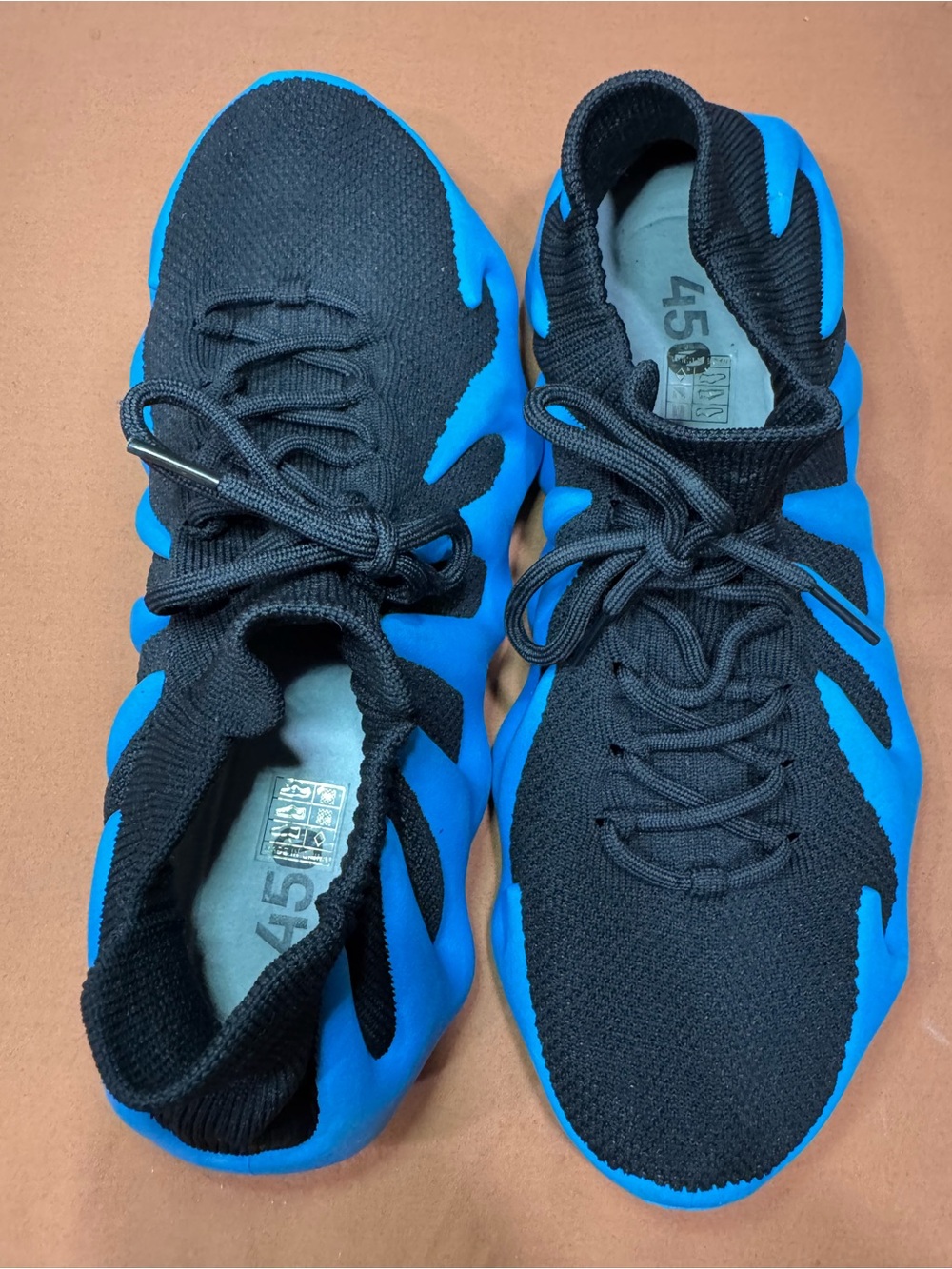 Yeezy Men's Knit Sneakers in Black and Bright Blue - Picture 2 of 6
